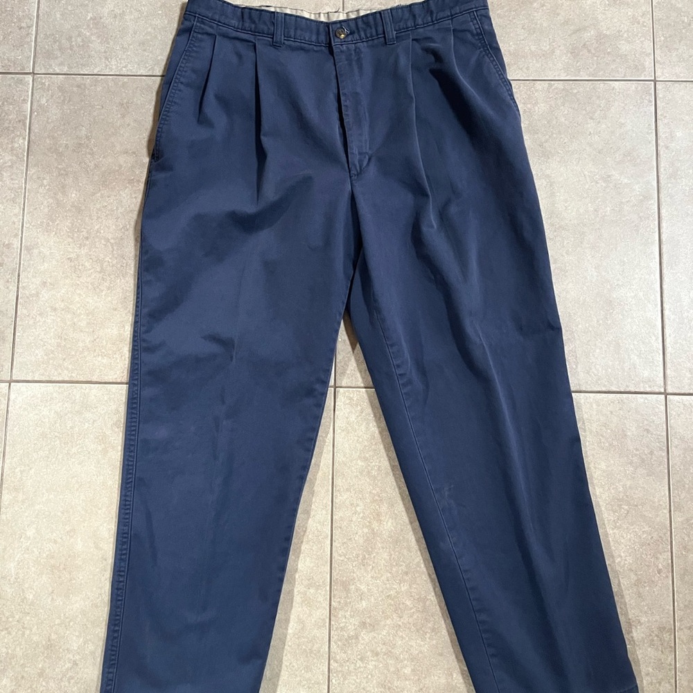 Vintage Savane Pants Mens Size 36x29 Blue 90s Dress Chino Office Pleated Front